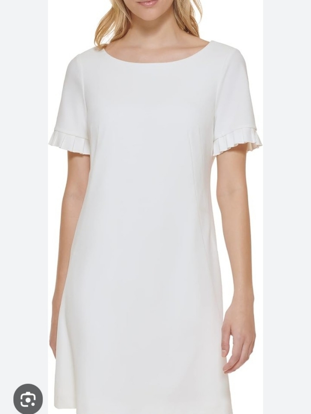 Tommy Hilfiger White Ladies dress With Ruffled Detail On Sleeve edges- Size 12